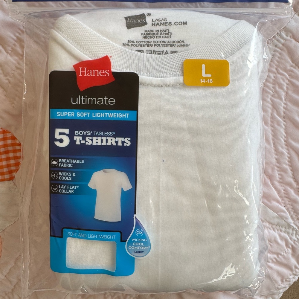 Hanes boys undershirts - 5 pack